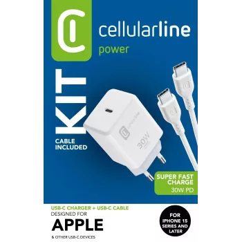 Cellularline USB-C CHARGER KIT USB-C 30W USB-C nabíjacia sada 30W – iPhone 15 séria