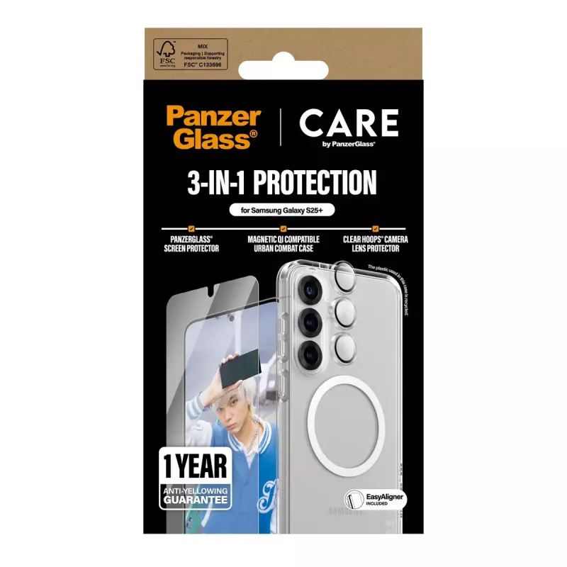 PanzerGlass ® | CARE by ® Flagship 3-in-1 sada Samsung Galaxy S25+
