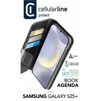 Cellularline Book Agenda – knižné puzdro z ekokože s magnetickým uzatváraním pre Galaxy S25+