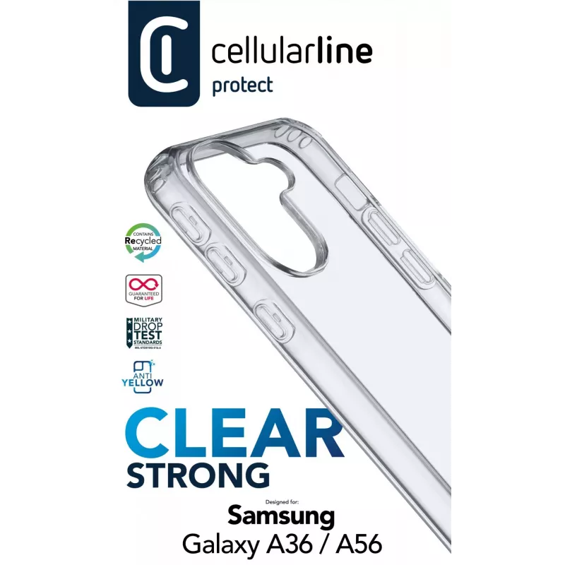 Cellularline Clear Protect - pevné puzdro s gumenými okrajmi pre Galaxy A36/A56