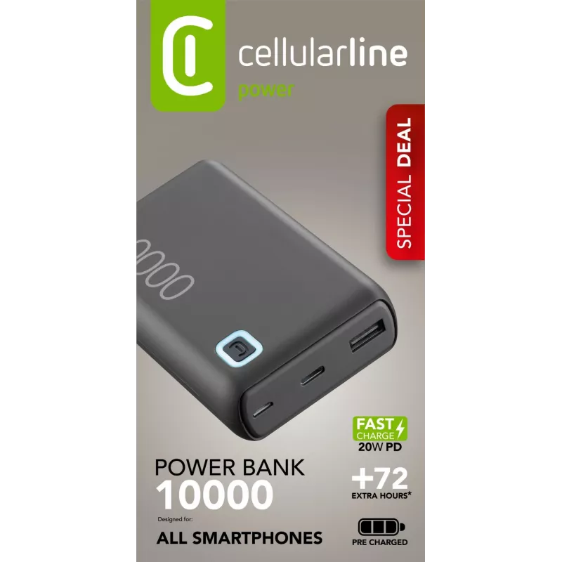 Cellularline ESSENCE TURBO 10000 prenosná nabíjačka 10000mAh Power Delivery 20W