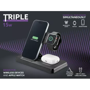 Tech Pop mobilná dokovacia stanica pre smartwatch/smartphone čierna