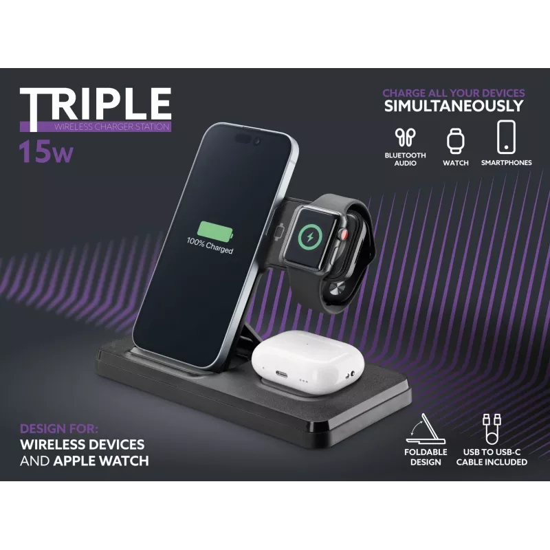 Tech Pop mobilná dokovacia stanica pre smartwatch/smartphone čierna