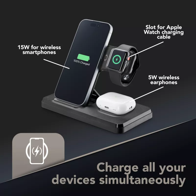 Tech Pop mobilná dokovacia stanica pre smartwatch/smartphone čierna