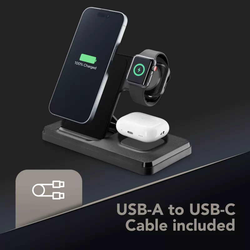 Tech Pop mobilná dokovacia stanica pre smartwatch/smartphone čierna