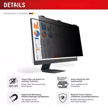 Displex PRIVACY SAFE odnímateľný obojstranný filter proti videniu do monitora pre stolný monitor 27'' (16:10)