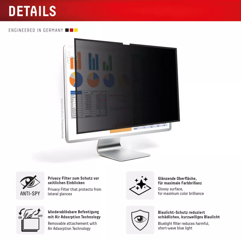 Displex PRIVACY SAFE odnímateľný obojstranný filter proti videniu pre Studio Display 27 palcov