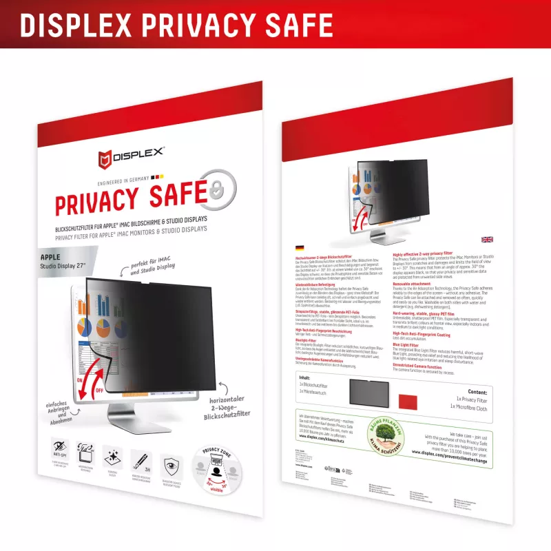 Displex PRIVACY SAFE odnímateľný obojstranný filter proti videniu pre Studio Display 27 palcov