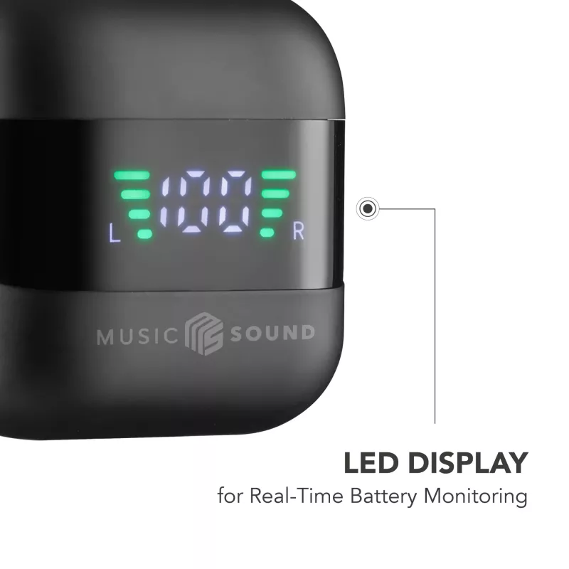 Music Sound SPARK Auricolare TWS s LED displejom