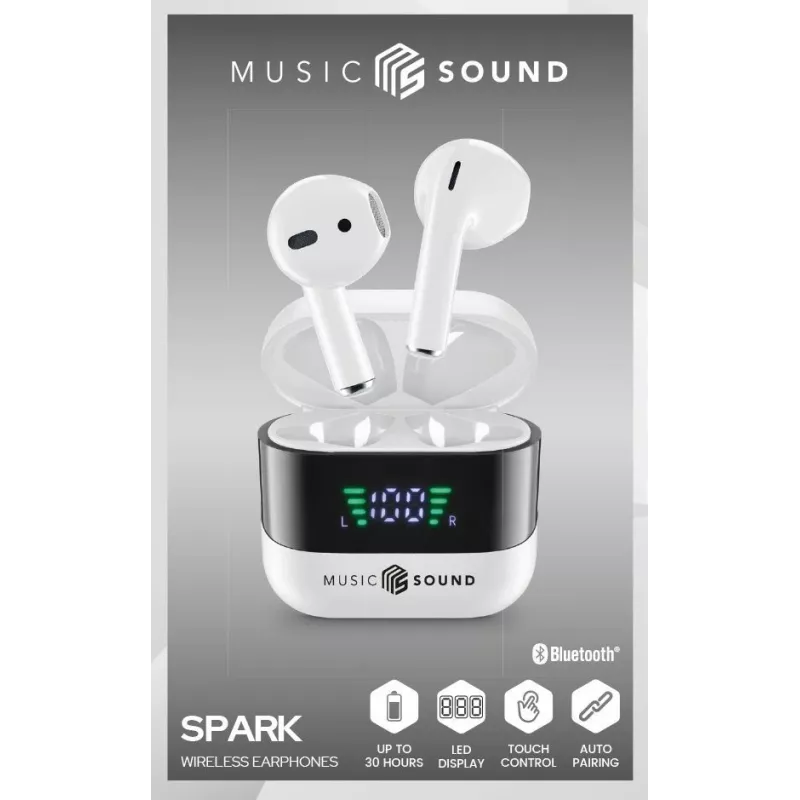 Music Sound SPARK Auricolare TWS s LED displejom