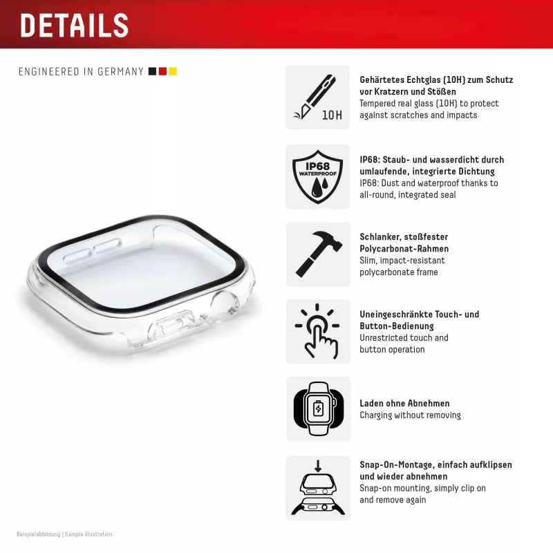 Displex 02128 Full Body puzdro pre Apple Watch Series 9/8/7 (41 mm), priehľadné