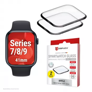 Displex nerozbitné ochranné sklo na celú plochu pre Apple Watch 9/8/7 (41mm), balenie 2 ks, ultratenké, bez rámčeka, Eco montáž