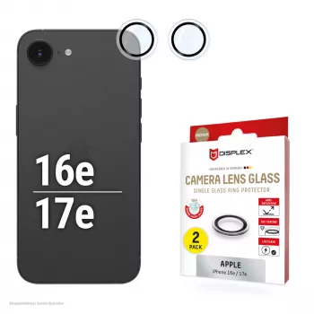 Displex Premium sklo na kamerové šošovky, iPhone 16e/17e, balenie 2 ks, 10H, samostatné krúžky, DLC, transparentné, rýchla montáž