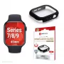 Displex 10H temperované sklo pre Apple Watch 9/8/7 (45 mm), celotelové puzdro, IP68, Snap-On, čierna matná