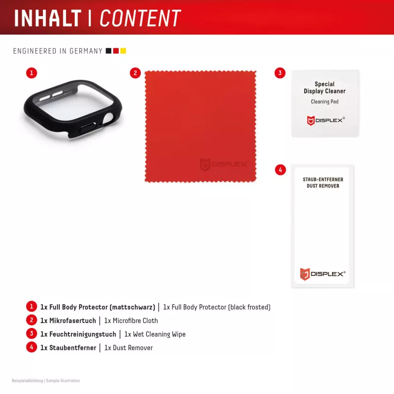 Displex 10H temperované sklo pre Apple Watch 9/8/7 (45 mm), celotelové puzdro, IP68, Snap-On, čierna matná