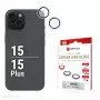 Displex Premium sklo na kamerové šošovky, iPhone 15/15 Plus, 10H, samostatné krúžky, DLC, transparentné, Quick Mount