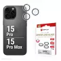 Displex Premium sklo na kameru, iPhone 15 Pro/15 Pro Max, 10H, samostatné krúžky, DLC, transparentné, rýchla montáž