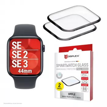 Displex nerozbitné Smart Glass s úplným krytím Apple Watch SE3/SE2/SE (44mm), balenie 2 ks, ultratenké, bez rámčeka, Eco Mount