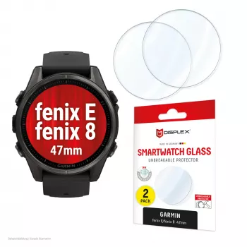 Ochranné sklo displeja Compulocks Displex 9H pre Garmin fenix 8 / fenix E (47 mm) – balenie 2 ks, ultratenké, bez rámčeka, proti nečistotám
