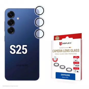 Displex Premium sklo na kamerové šošovky, Samsung Galaxy S25, 10H, samostatné krúžky, DLC, transparentné, Quick Mount