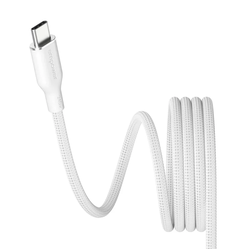 PanzerGlass empower™ by ® magnetický 240W USB-C-zu-USB-C kábel | USB 2.0 | 1,5 m | Silver White