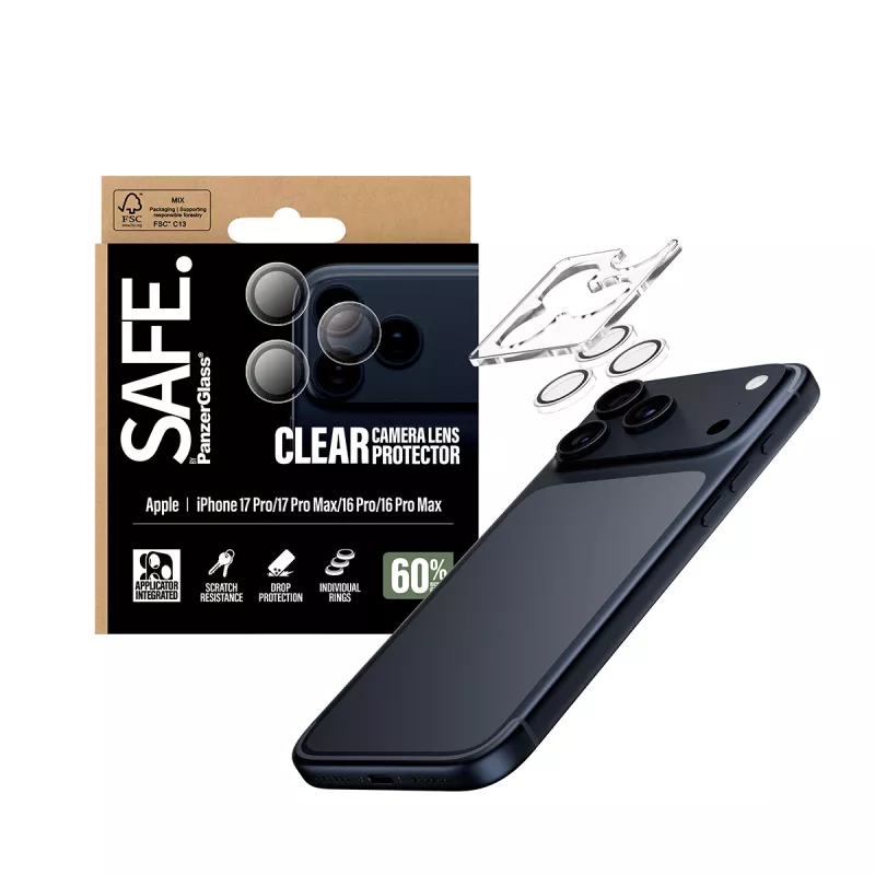 PanzerGlass SAFE. by ® ochrana objektívu fotoaparátu transparentná iPhone 17 Pro | iPhone 17 Pro Max | iPhone 16 Pro | 16 Pro Max