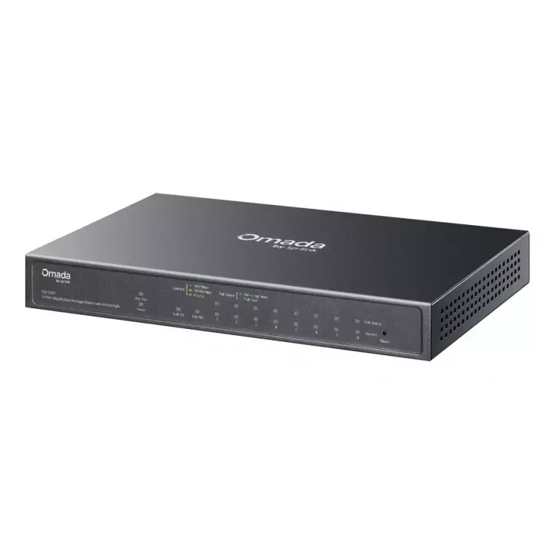 TP-Link Omada ES210GP sieťový switch Managed L2 Gigabit Ethernet (10/100/1000) Power over Ethernet (PoE) DIN lišta čierna