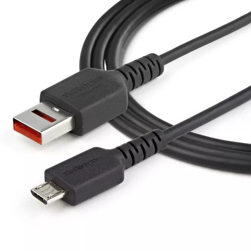 StarTech.com 1m Secure nabíjací kábel – USB-A na Micro-USB dátový blokátor iba nabíjací kábel – iba napájací kábel pre telefón/tablet – dátový blokovací USB ochranný adaptér kábel