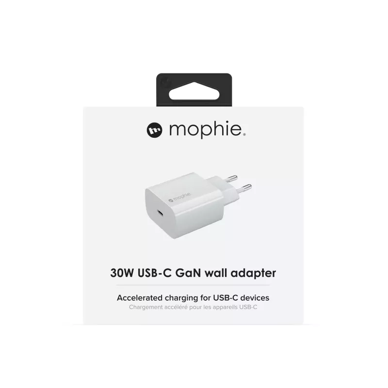 Nástenný adaptér mophie Accessories USB-C 30W GaN biely EU rýchle nabíjanie