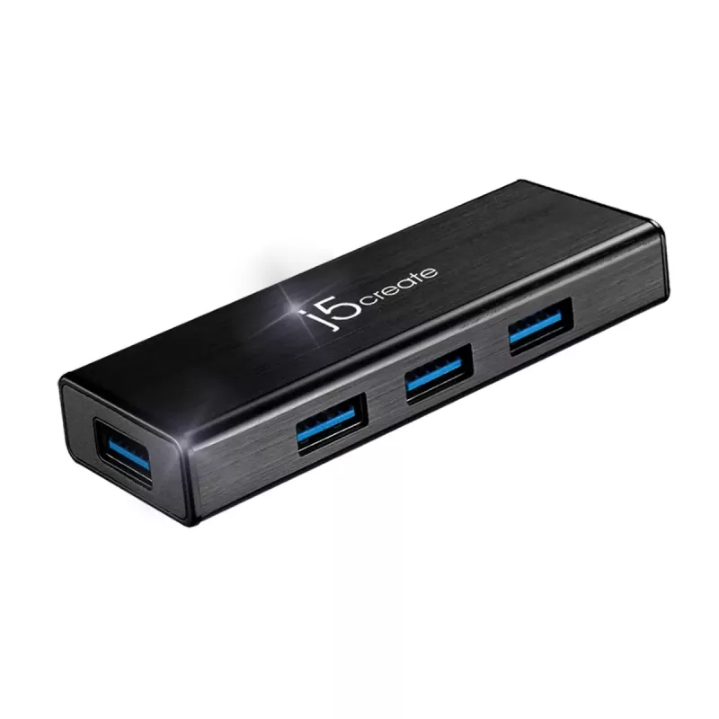 USB hub j5create JUH340 4-portový USB 3.0 čierny hliník