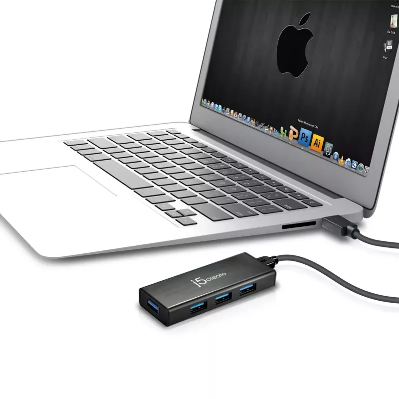 USB hub j5create JUH340 4-portový USB 3.0 čierny hliník
