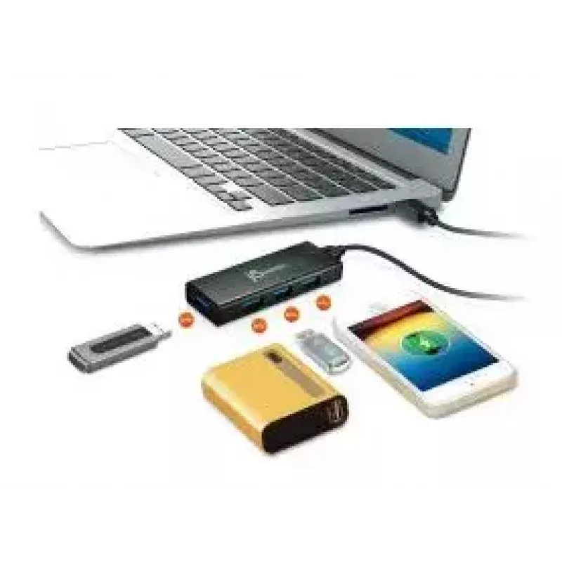 USB hub j5create JUH340 4-portový USB 3.0 čierny hliník