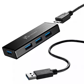 USB hub j5create JUH340 4-portový USB 3.0 čierny hliník