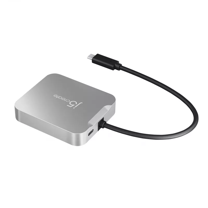 j5create JCD391 4K60 Elite USB-C® PD multi-port adaptér, strieborná