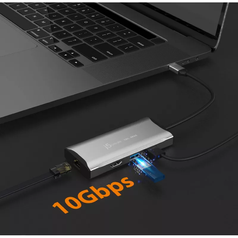 j5create JCD392 4K60 Elite USB-C® 10Gbps cestovný dock, Space Grey
