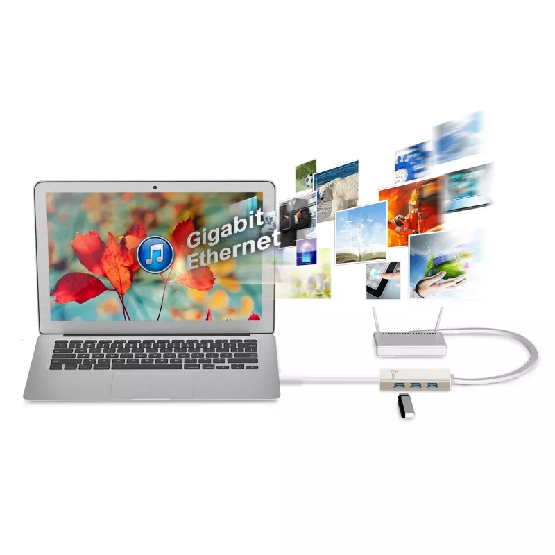 j5create JCH471 USB-C™ Gigabit Ethernet a hub multi adaptér, metallic champagne