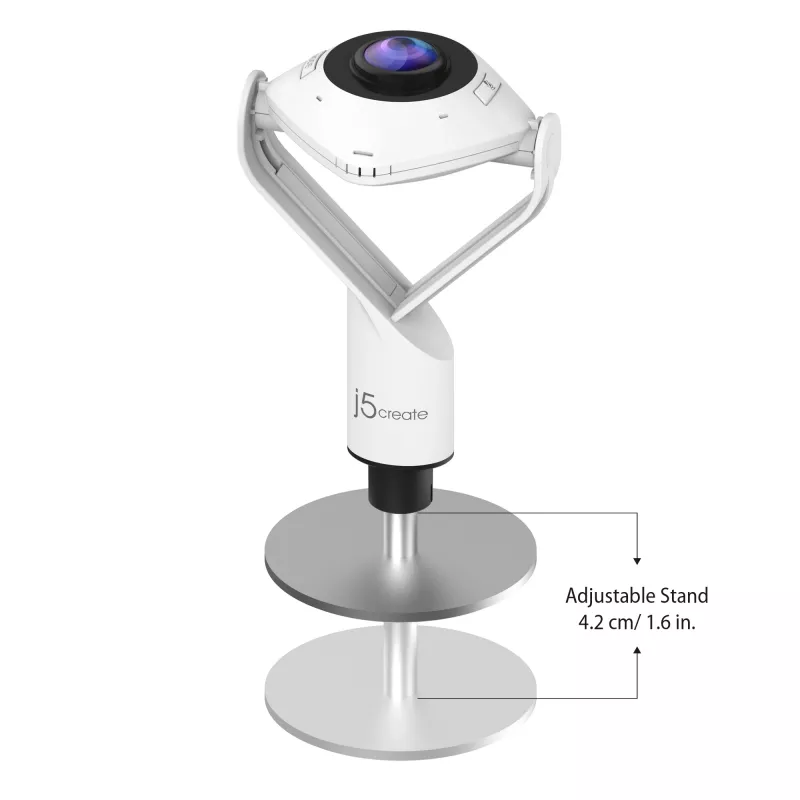 j5create JVCU360 360° všesmerová webkamera, rozlíšenie videa 1080p, biela a čierna