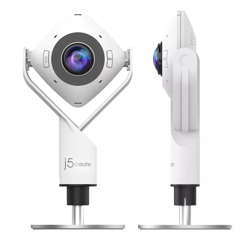 j5create JVCU360 360° všesmerová webkamera, rozlíšenie videa 1080p, biela a čierna