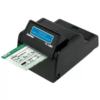 Tlačiareň etikiet CUSTOM TK180 — termotransfer, 300×300 DPI, 200 mm/s, max. šírka papiera 82,5 mm, káblový Ethernet, čierna
