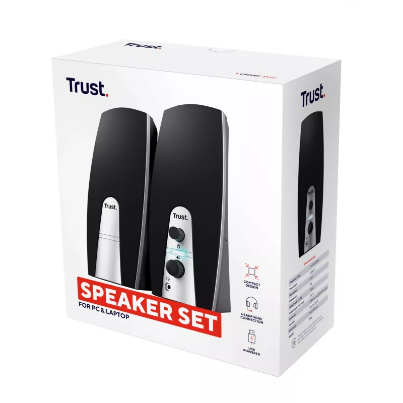 Trust 24660 reproduktorová sada 5 W PC/laptop čierna, metalická 2.0 kanály