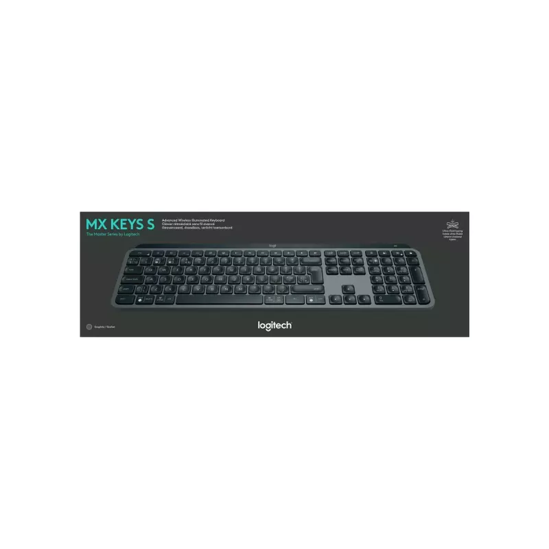 Logitech MX Keys S klávesnica univerzálna RF Wireless + Bluetooth AZERTY belgická grafitová