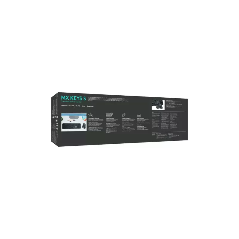 Logitech MX Keys S klávesnica univerzálna RF Wireless + Bluetooth AZERTY belgická grafitová