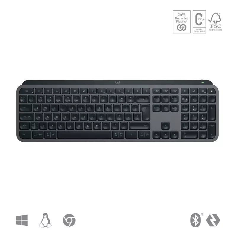 Logitech MX Keys S klávesnica univerzálna RF Wireless + Bluetooth AZERTY belgická grafitová