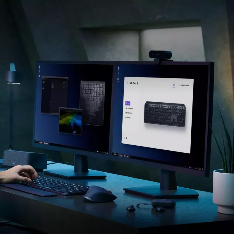 Logitech MX Keys S klávesnica univerzálna RF Wireless + Bluetooth AZERTY belgická grafitová