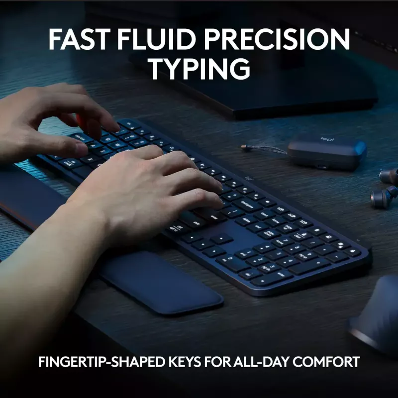 Logitech MX Keys S klávesnica univerzálna RF Wireless + Bluetooth AZERTY belgická grafitová