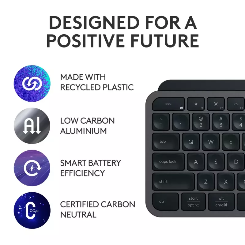 Logitech MX Keys S klávesnica univerzálna RF Wireless + Bluetooth AZERTY belgická grafitová
