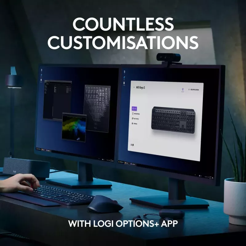 Logitech MX Keys S klávesnica univerzálna RF Wireless + Bluetooth AZERTY belgická grafitová