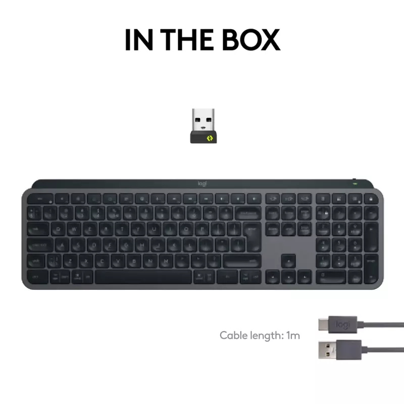 Logitech MX Keys S klávesnica univerzálna RF Wireless + Bluetooth AZERTY belgická grafitová