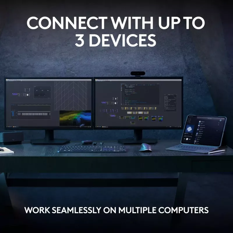 Logitech MX Keys S klávesnica univerzálna RF Wireless + Bluetooth AZERTY belgická grafitová