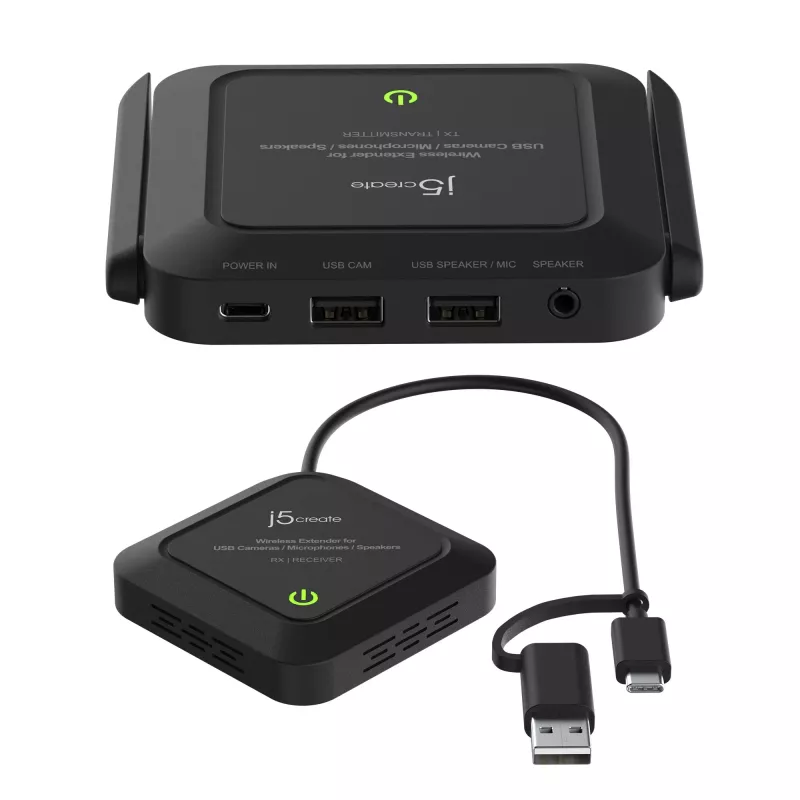 j5create JVW120 bezdrôtový extender pre USB™ kamery / mikrofóny / reproduktory, čierny